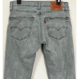Levi's 511 Jeans Slim Stretch Leaf Palm Print Denim Size 31 Light Gray
